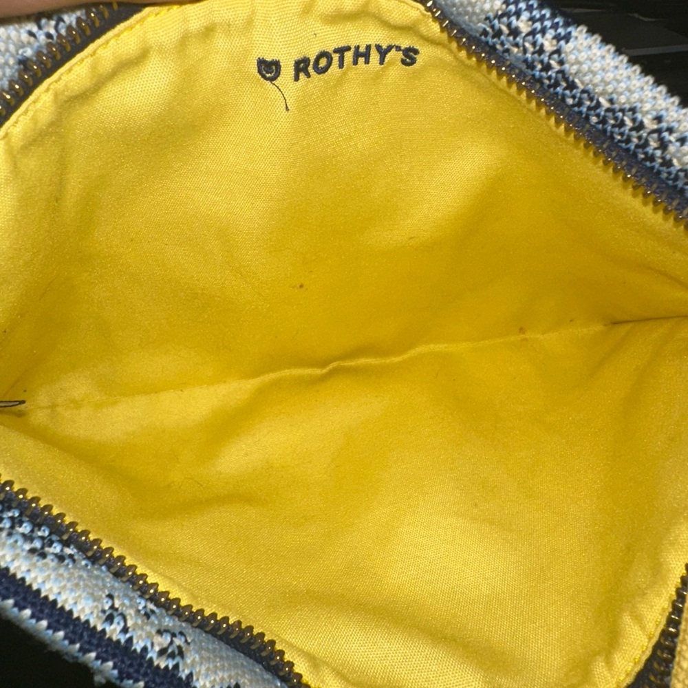 Rothy's | Blue and Yellow Floral Essential Pouch | Jardin Blue - Picture 5 of 6